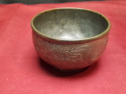 A Very Old Pewter Chinese Bowl. W.9 H.5 Cm.