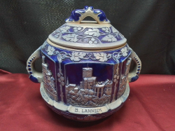 A Large Blue Rhineland Tureen. ( A little A/F on lid) H.25 W.27 Cm.