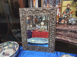 A Brass Framed Bevel Glass Mirror. 43X56 Cm.