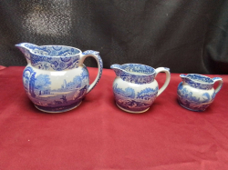 A Set of 3 Spode Italian Pattern Graduated Jugs.