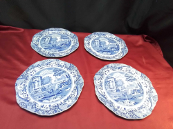 4 Spode Italian Pattern 4 Division Cake Plates. W.25 Cm.