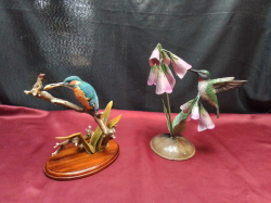 A Very Nice China Bird Figure and A Metal bird Figure.