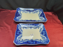 2 Large Rectangular FLO Blue Meat Plates. Small 25x34 Cm. Large 32x44 Cm.