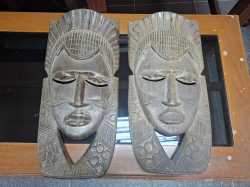 A Lovely pair of African Tribal Mask wood hand carved Decor. Dimension 50x24 cm