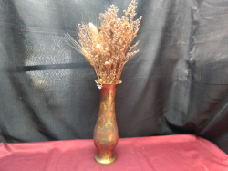 A Nice Brass incised Indian Vase Depicting Flower. W.10 H.30 Cm. 