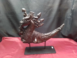 A Toba Batak Sumatra Indonesia Wooden Carving Statues. L.40 H.40 Cm.