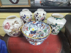 4 Various Vases by Masons and 1 Bowl.