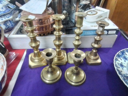 6 of Brass Candle Sticks Including A Pair H.19,21 