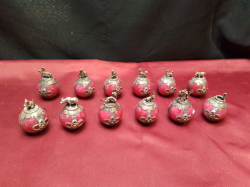 12 Jade and silver plated Chinese zodiac 