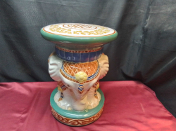 Vintage 4 Elephants  Jardinière Stand, Oriental, Ceramic, Hall .stamped.W.30 H.40 Cm.