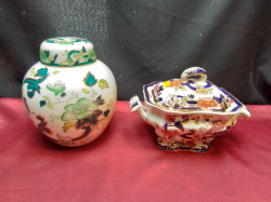 A Rare Masons Mandalay Small Covered Tureen  w.13 L.20 H.15 and A Medium Sized Ginger Jar W.15 H.18 Cm.