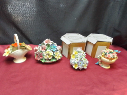 4 Lovely Encrusted Flowers ( 2 in Boxes- minor Chips Possible)