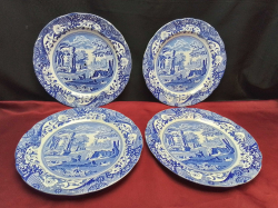 A Set of 4 Old Spode Italian Pattern Dining Plate. W.26.5 Cm.