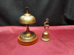 A Brass Table Bell W.10 H.15 Cm.and a small Brass hand bell.