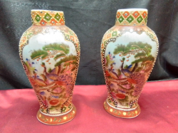 A Nice Pair of Japanese Vases. W.12 H.25 Cm.