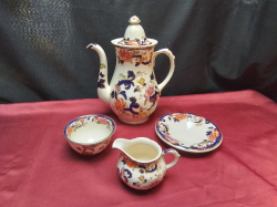 A Scarce Masons Mandalay  Coffee Pot W.19 H.26 Cm.with Cream Jug and Sugar Bowl.