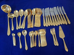 23/24 karat gold plated German Solingen cutlery set of 12 place settings total 67 pieces