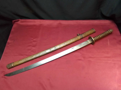 A Golden Hand painted samurai sword. W.91 Cm. 