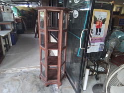 A Teak wood Hexagonal Thai Style Cabinet with 2 Doors. W.65 H.162 Cm,