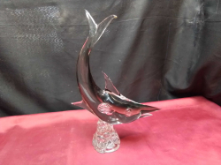 A Large Murano glass standing fish. W.21 H.33 Cm.
