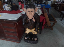 A large Monkey Statue. W. H.Cm. (good condition) W.45 H.100 Cm.