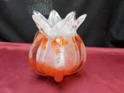 A Beautiful and heavy Orange Murano glass vase. W.16 H.19 Cm. 