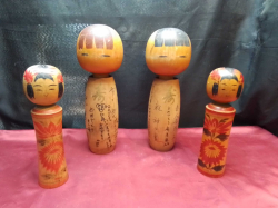 A set of very rare Japanese Kokeshi dolls with good signatures two are 14