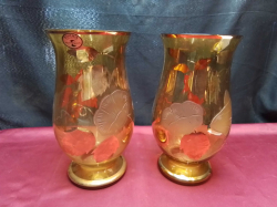 A pair of bohemia vases. W.13 H.26 Cm. 