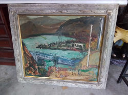 A large oil Painted with Frame. 78x89 Cm.