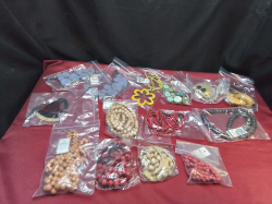 15 Pieces of Lovely Tropical Wood, Fabric Necklaces