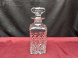 A Cut Crystal Squre Decanter. W.9 H.25 Cm.