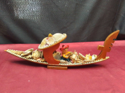 A Lovely 48 Cm. Wide Wood Italian Gondola with Seashells.