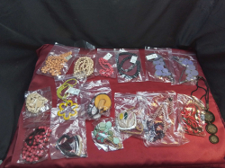 16 Pieces of Lovely Tropical Wood, Fabric Necklaces