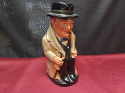 A large rare vintage Royal Doulton character jug WINSTON CHURCHILL circa 1940s-1950, 9 inches high