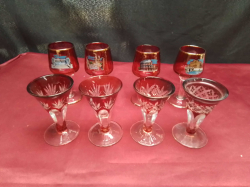 8 High quality decorated small glasses. H.8, 10 Cm.