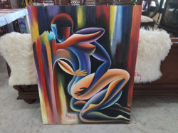 A Lovely Oil Painting of Erotic action .100x80 Cm.