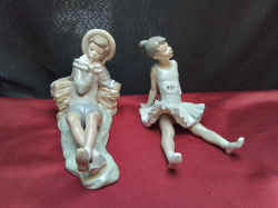 A LLADRO Figure of A Recumbent Young Man and A Similar Ballerina (Both Small A/F)