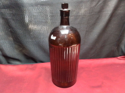 A Large Brown Glass Medical Jar. W.13 H.35 Cm.