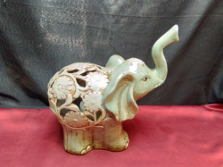 A Large Pottery Elephant. L.28 H.29 Cm.