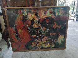 A Lovely Oil Painting of  gambling persons. 78x100 Cm.