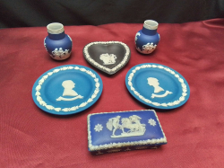 6 Pieces of Dark Blue and Black Wedgwood items.