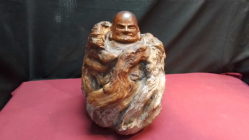 Vintage Buddha In Carved Tree. W.20 H.32 Cm.