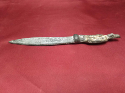 Antique Thai Ritual Knife etched with sacred script. L.20 Cm. 