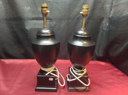 A Pair of Large Black Wedgwood Lamps. H.42 Cm.