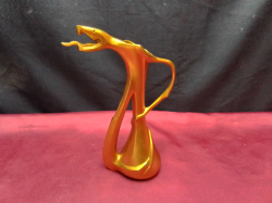 GOLD PLATED VINTAGE SCULPTURE, SNAKE FLOWER VASE, BY FRENCH ARTIST PHILIPPE- JEAN, 1965.W.12 H.20 CM.