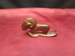VINTAGE MIDDLE EASTERN ASIAN, BRONZE LARGE HORNED SHEEP. 191GRAMS. W.10 H.6 Cm.