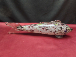 1970S MURANO GLASS BLOWN FISH, HOLLOW INSIDE. L.37 H.7 Cm.