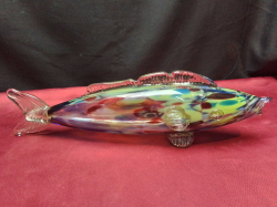 1970S MURANO GLASS BLOWN FISH, HOLLOW INSIDE. L.31 Cm.