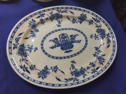 A Large Blue and White Ironstone ware Plate 35x44 Cm.