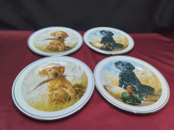 4 Collection Plates of dogs. W.23 Cm.